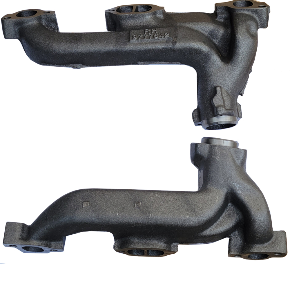 1966 Pontiac GTO/LeMans/Tempest RAM AIR H/O EXHAUST D-PORT MANIFOLDS (WILL WORK ON 64-67) 3 BOLT EXHAUST FLANGE ON BOTH MANIFOLDS (9777646 LH & 9777642 RH) - PR | EX2345G