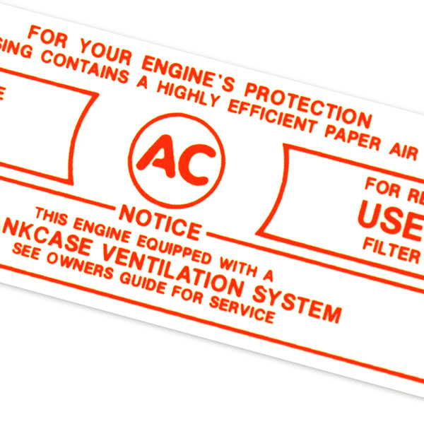 1965 Pontiac GTO/LeMans/Tempest TRI-POWER 389-421 POLICE AIR CLEANER SERVICE INSTRUCTIONS DECAL RED EACH | DT0456