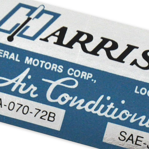 1972 Pontiac GTO/LeMans/Tempest HARRISON AIR CONDITIONING EVAPORATOR BOX DECAL EBA-70-72B EACH | DT0221