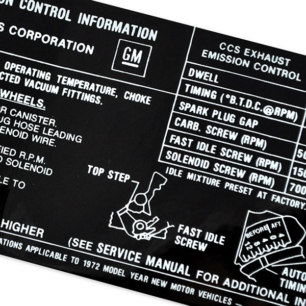 1972 Pontiac GTO/LeMans/Tempest 400-2V AT/MT EMISSION DECAL US PU 490617 EACH | DT0430