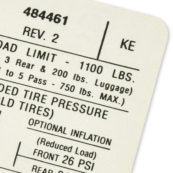 1971 Pontiac GTO/LeMans/Tempest TIRE PRESSURE DECAL GTO/LEMANS  (DT0069) | DC1907G
