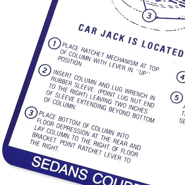 1967 Pontiac GTO/LeMans/Tempest JACK STOWAGE INST LEMANS/TEMP/GTO (DT0010) | DC1922G