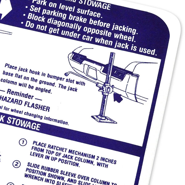 1969 Pontiac GTO/LeMans/Tempest JACK INSTRUCTIONS LEMANS/TEMP/GTO (DT0064) | DC1925G