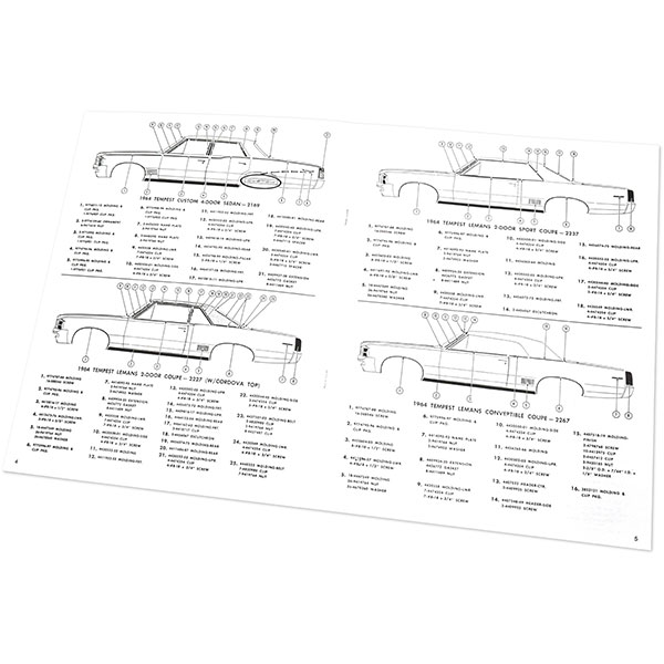 1964 Pontiac GTO/LeMans/Tempest GTO / LEMANS / TEMPEST MOLDING AND CLIP MANUAL | MP0124