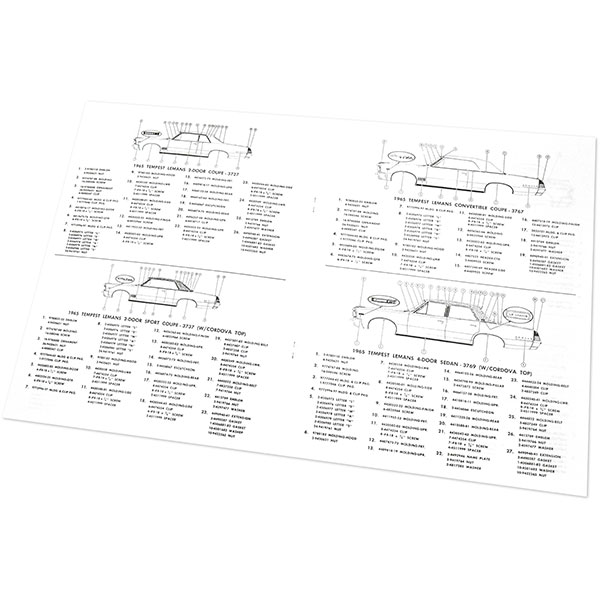 1965 Pontiac GTO/LeMans/Tempest GTO/LEMANS MOLDING AND CLIP MANUAL | MP0125