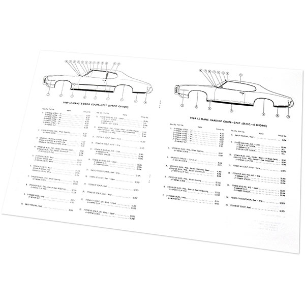1969 Pontiac GTO/LeMans/Tempest GTO/LEMANS MOLDING AND CLIP MANUAL | MP0129