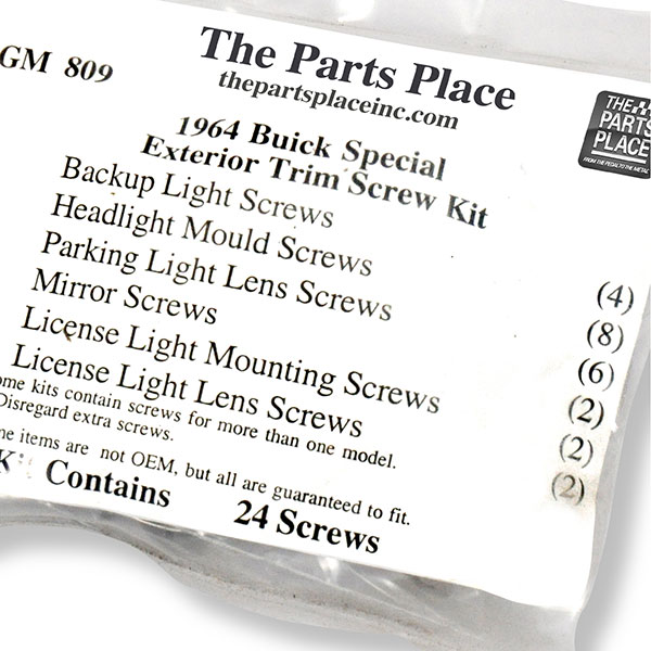 1964 Buick Skylark/GS/Regal/GN EXTERIOR SCREW KIT FOR BUICK SPECIAL (809) | GM809