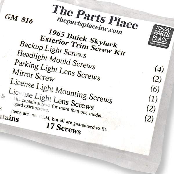 1965 Buick Skylark/GS/Regal/GN EXTERIOR SCREW KIT (816) | GM816