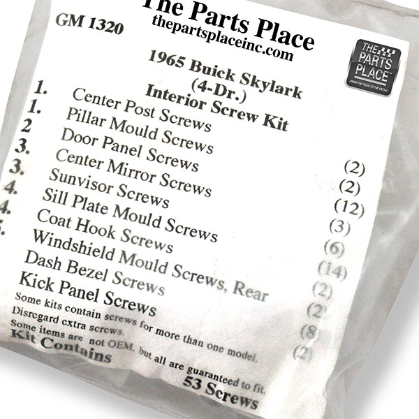 1965 Buick Skylark/GS/Regal/GN INTERIOR SCREW KIT FOR SKYLARK 4 DOOR (1320) | GM1320