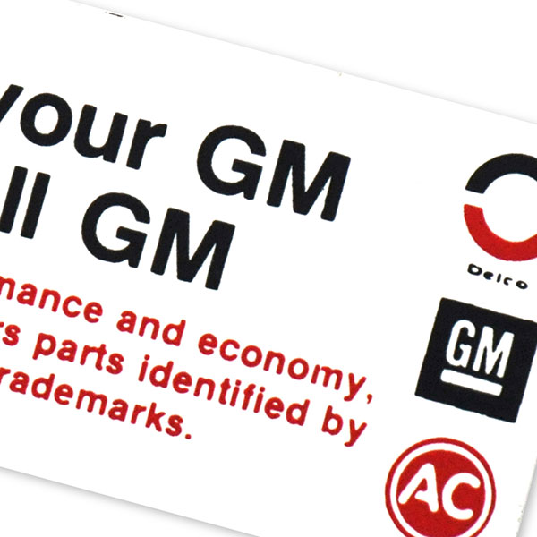 1975 Pontiac Firebird/TransAm KEEP YOUR GM CAR ALL GM DECAL EJ 8994027 EACH | DT0340