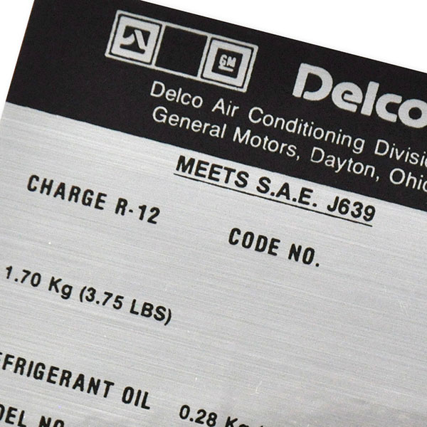 1977 Pontiac Firebird/TransAm DELCO AIR CONDITIONING COMPRESSOR DECAL GM 5910738 EACH | DT0494