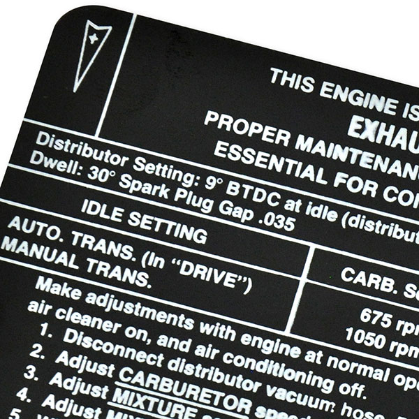 1970 Pontiac Firebird/TransAm   (ALL) 4 BBL CARB AT/MT EMISSION  (DT0085) | DC1819F