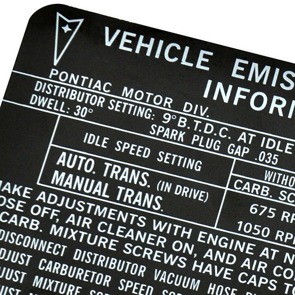 1970 Pontiac Firebird/TransAm FIREBIRD 400-4V AT/MT EMISSION (DT0080) | DT0080