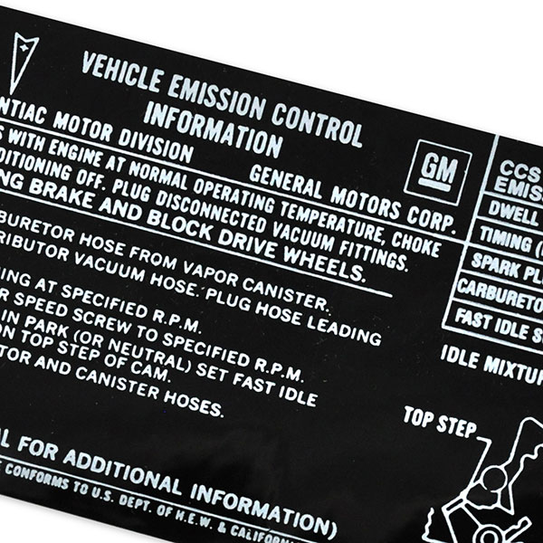 1971 Pontiac Firebird/TransAm 400-4V AT EMISSION DECAL US/CAL PH 484378 EACH | DT0279