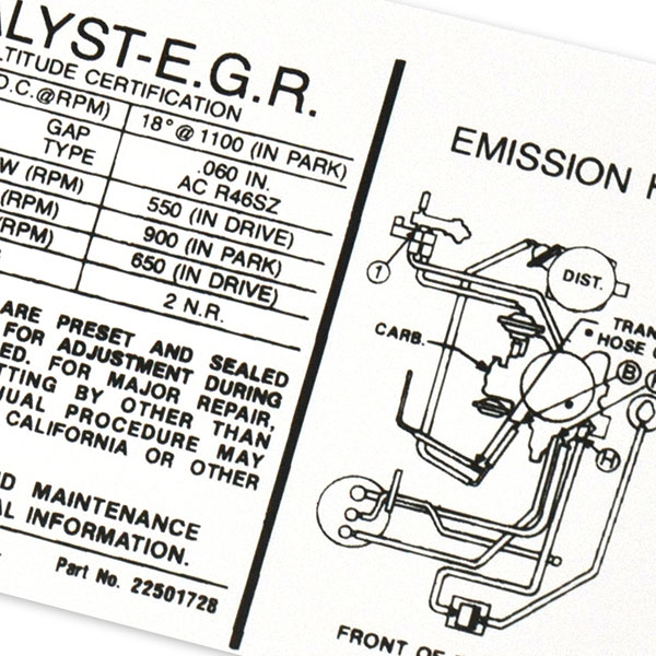 1979 Pontiac Firebird/TransAm 6.6 LITRE AT EMISSSION DECAL US OD 22501728 EACH | DC1844F