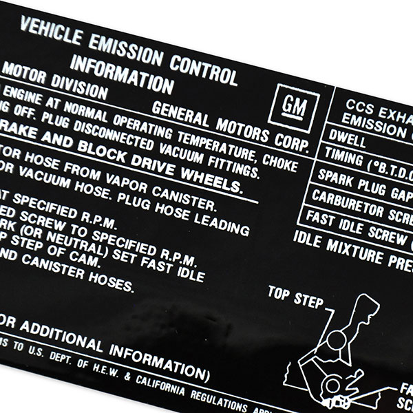 1971 Pontiac Firebird/TransAm 455-4V AT EMISSION DECAL US/CAL PL 484381 EACH | DT0489