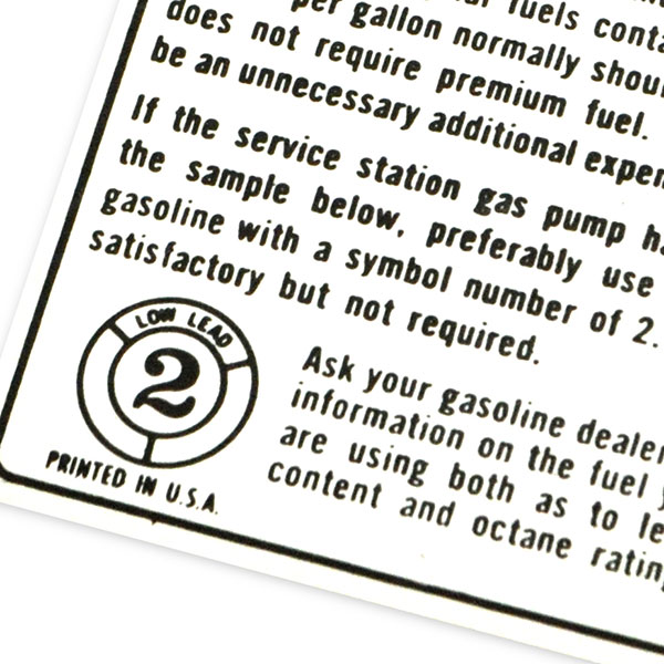 1973 Pontiac Firebird/TransAm FUEL RECOMMENDATION DECAL (DT0058) | DC1883F