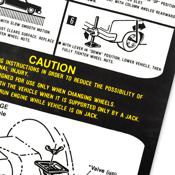 1975 Pontiac Full Size JACK INSTRUCTIONS DECAL CONVERTIBLE GRAN AM GM 495303 EACH | DT0234