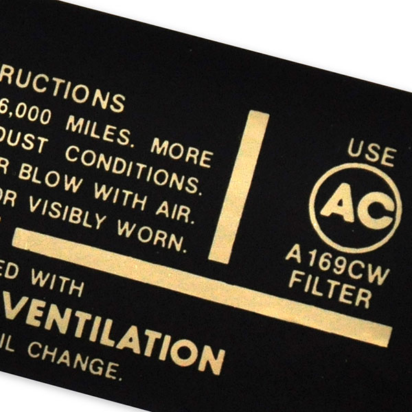1965 Chevrolet Impala/Caprice/Bel Air 283/220 AIR CLEANER SERVICE INSTRUCTION DECAL (DC0435) | DC1974C