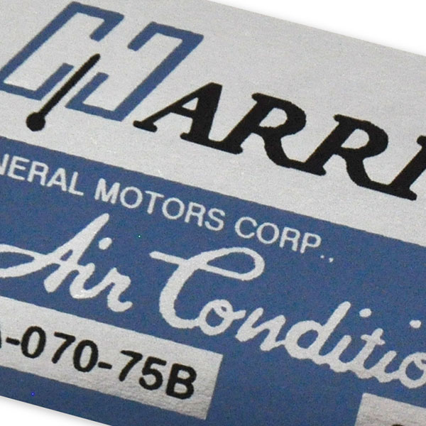 1975 Chevrolet Impala/Caprice/Bel Air HARRISON AIR CONDITIONING EVAPORATOR BOX DECAL EBA-070-75B EACH | DC0556