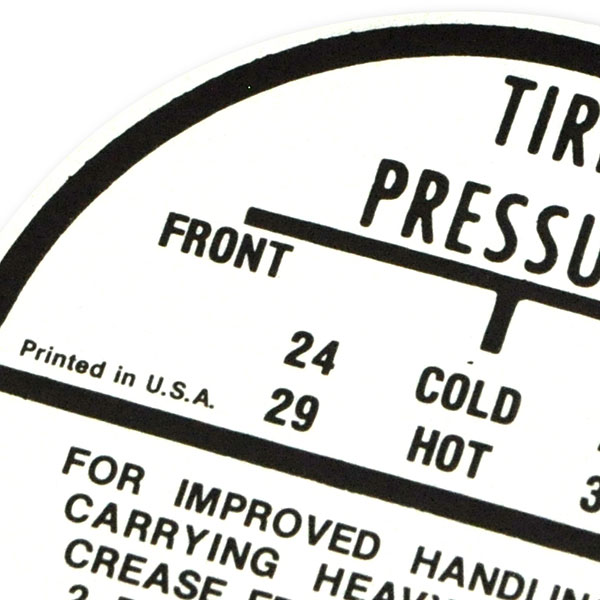 1956 Chevrolet Impala/Caprice/Bel Air DC0045 GLOVE BOX TIRE PRESSURE DECAL | DC2079P