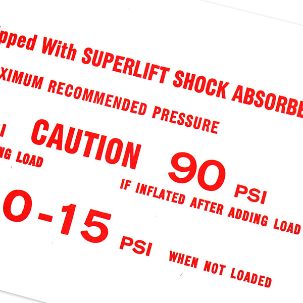 1977 Chevrolet Impala/Caprice/Bel Air SUPER LIFT AIR SHOCK INSTRUCTION CARD EA | DC0690
