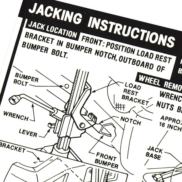1969 Chevrolet Impala/Caprice/Bel Air JACK INSTRUCTIONS SEDAN/HDTP (DC0419) | DC2172P
