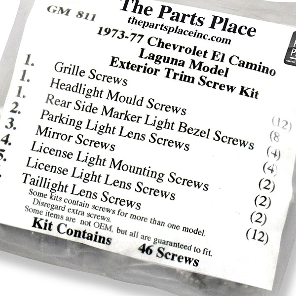 1977 Chevrolet El Camino EXTERIOR SCREW KIT FOR LAGUNA MODEL (811) | GM811