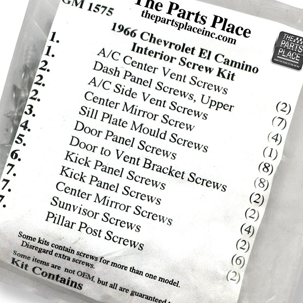 1966 Chevrolet El Camino INTERIOR SCREW KIT (1575) | GM1575
