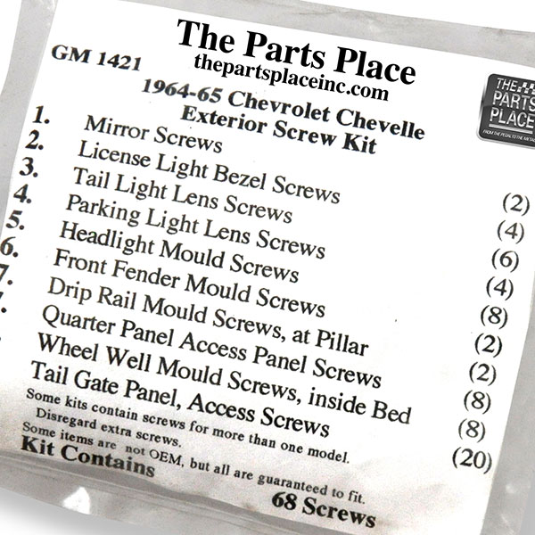 1964 Chevrolet El Camino EXTERIOR SCREW KIT (1421) | GM1421