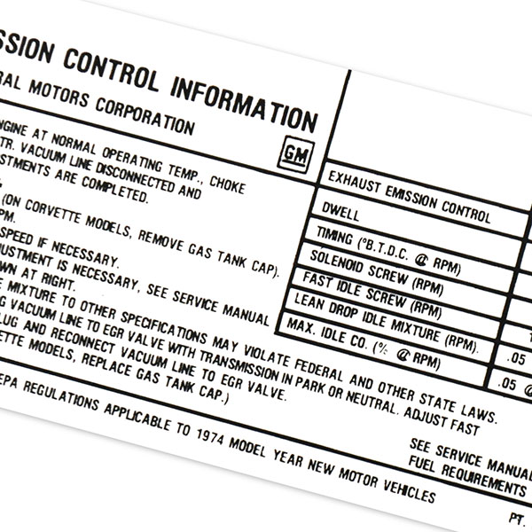 1975 Chevrolet Chevelle/Malibu 350-4V 400-4V AT/MT EMISSION DECAL ZB346209 EACH MADE IN THE USA | DC0588