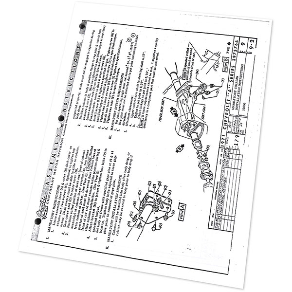 1971 Chevrolet Chevelle/Malibu CHEVELLE ASSEMBLY MANUAL | BK1052V