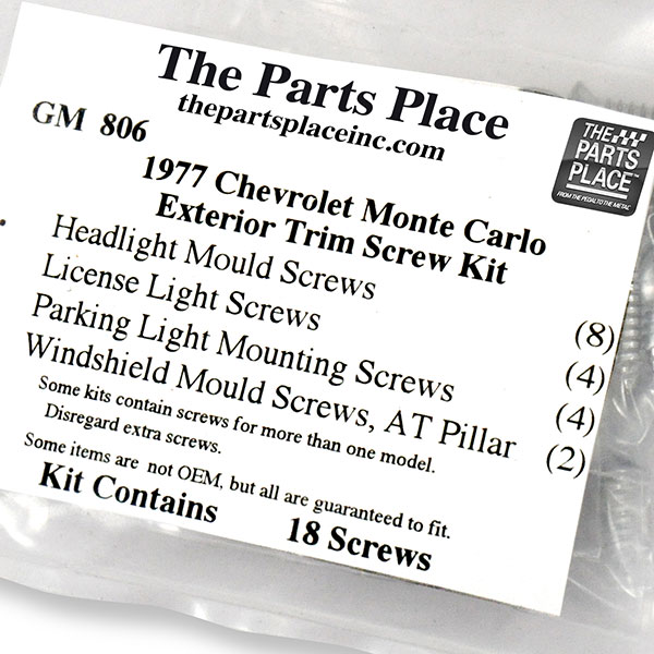 1977 Chevrolet Monte Carlo EXTERIOR SCREW KIT (806) | GM806