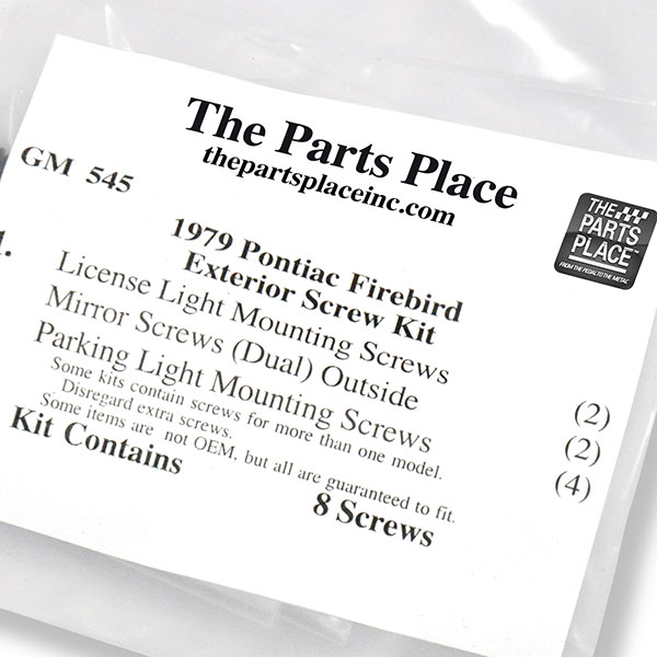 1979 Pontiac Firebird/TransAm EXTERIOR SCREW KIT (545) | GM545