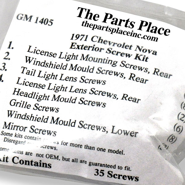 1971 Chevrolet Nova/Chevy II EXTERIOR SCREW KIT (1405) | GM1405