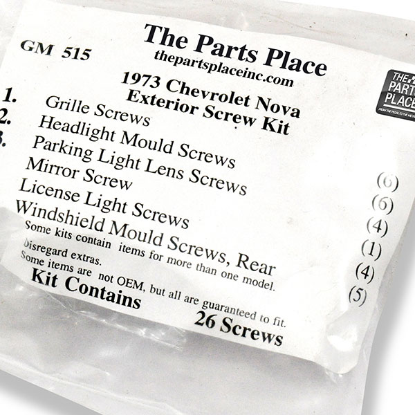 1973 Chevrolet Nova/Chevy II EXTERIOR SCREW KIT (515) | GM515