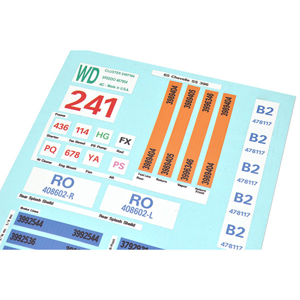 1965 Chevrolet Chevelle/Malibu CONCOURSE DETAIL DECAL KIT (SS/396) | DC5838V