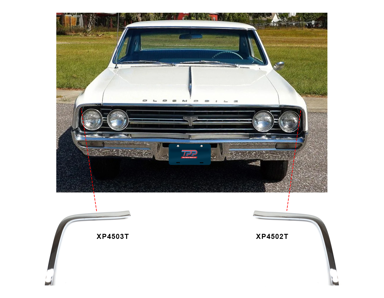 1964 Oldsmobile Cutlass/442/F85 FRONT FENDER EYEBROW MOLDING
