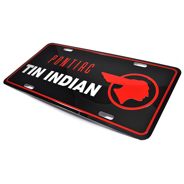 1966 Pontiac GTO/LeMans/Tempest ACCESSORY LICENSE PLATE (BLACK BACKGROUND WITH RED OUTLINE WITH PONTIAC TIN INDIAN) | BK10113Z