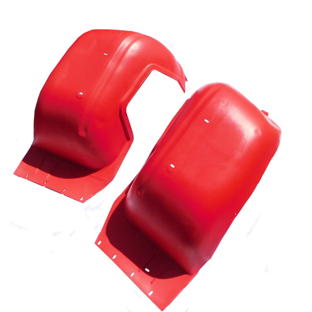 1967 Oldsmobile Cutlass/442/F85 RED FRONT INNER FENDER SKIRT WELLS (PLASTIC) PAIR MADE IN THE USA | BP9876T