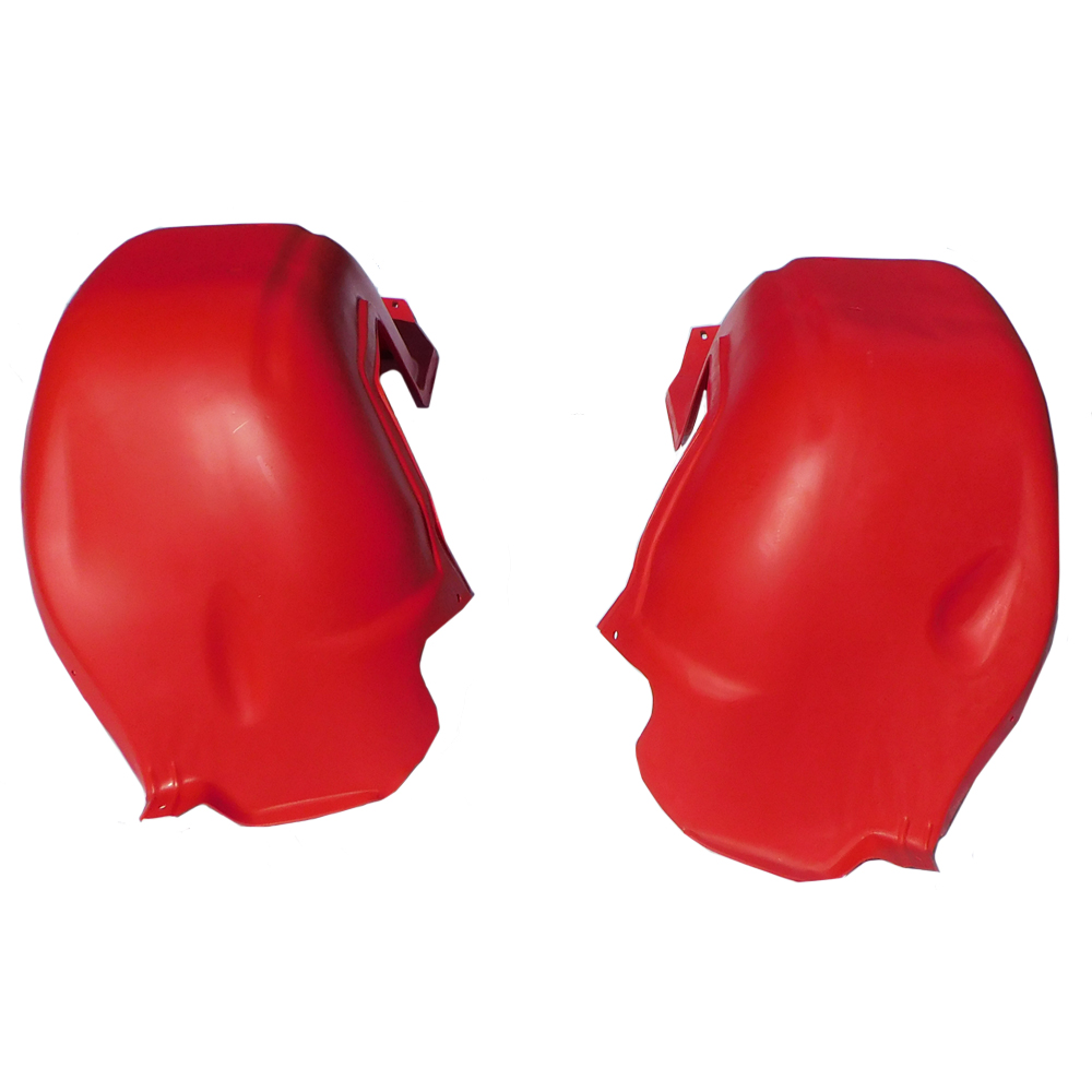 1967 Oldsmobile Cutlass/442/F85 RED FRONT INNER FENDER SKIRT WELLS (PLASTIC) PAIR MADE IN THE USA | BP9876T