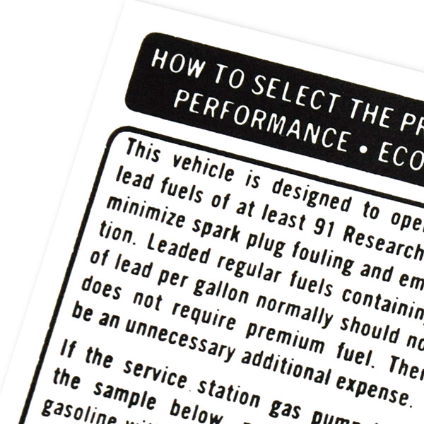 1974 Chevrolet Monte Carlo FUEL RECOMMENDATION DECAL (DC0475) | DC2481C