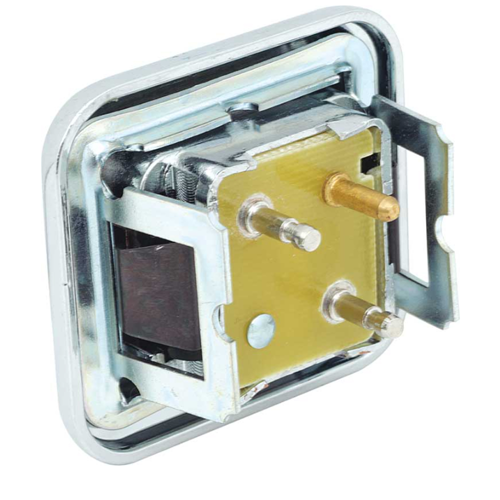 1969 Chevrolet El Camino POWER DOOR LOCK SWITCH - SINGLE BUTTON - READS LOCK AND HAS THE CORRECT ROUND CORNERS AND PROFILE.  REPLACES GM # 8792174. IT IS MADE OF DIE CAST METAL AND IS CHROME PLATED | EL2028Z