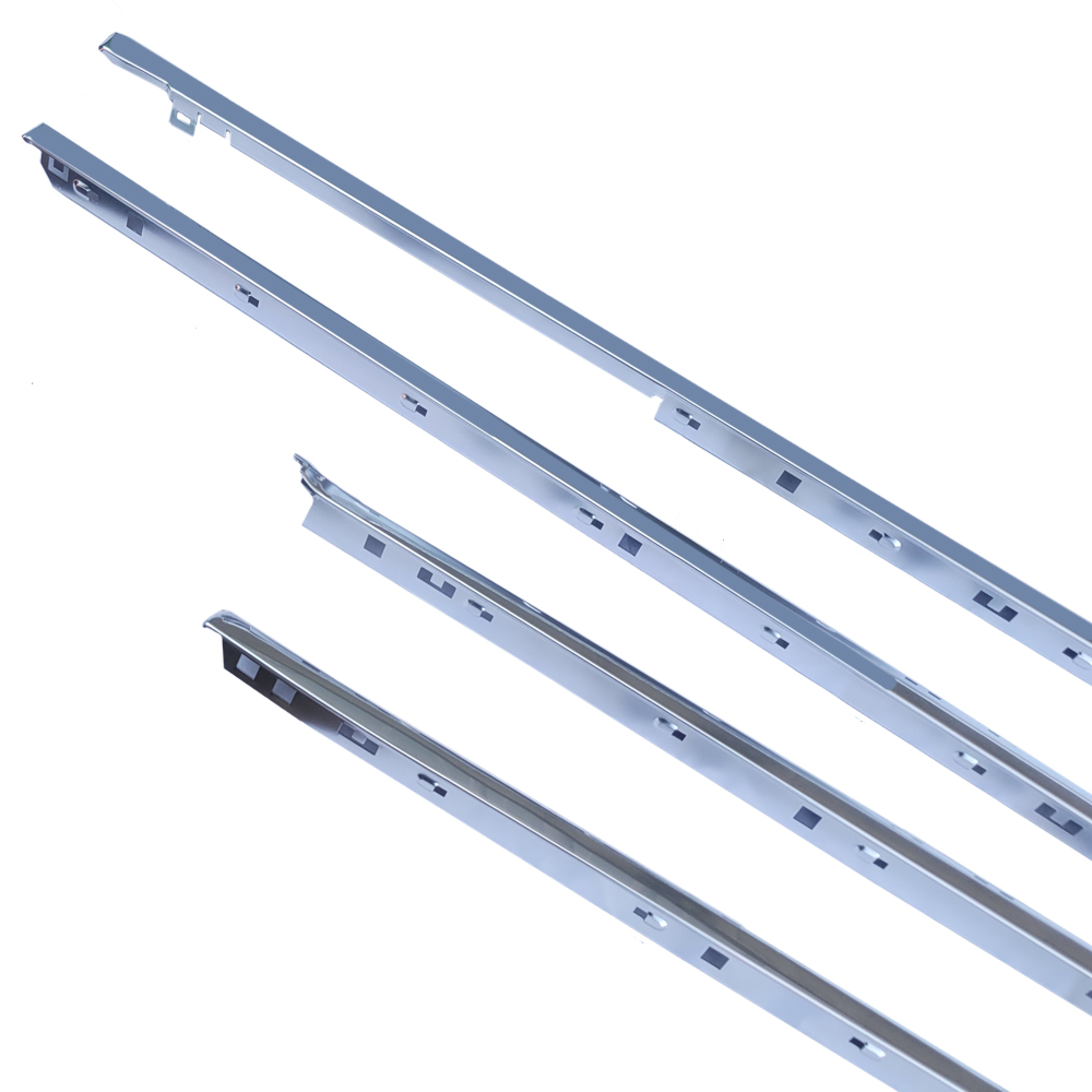 1967 Pontiac GTO/LeMans/Tempest UPPER DOOR & QUARTER BELTLINE MOLDINGS ALUMINUM HARDTOP SET - SET OF 4 (2) UPPER DOOR AND (2) QUARTER BELT LINE MOLDINGS. THESE ARE SHOW QUALITY ALUMINUM AND ANODIZED TO FACTORY FINISH. THESE ARE JUST THE ALUMINUM MOLDINGS - YOU MUST SUPPLY OR ORDER WEATHERSTRIPS SEPARATELY | XP10839G