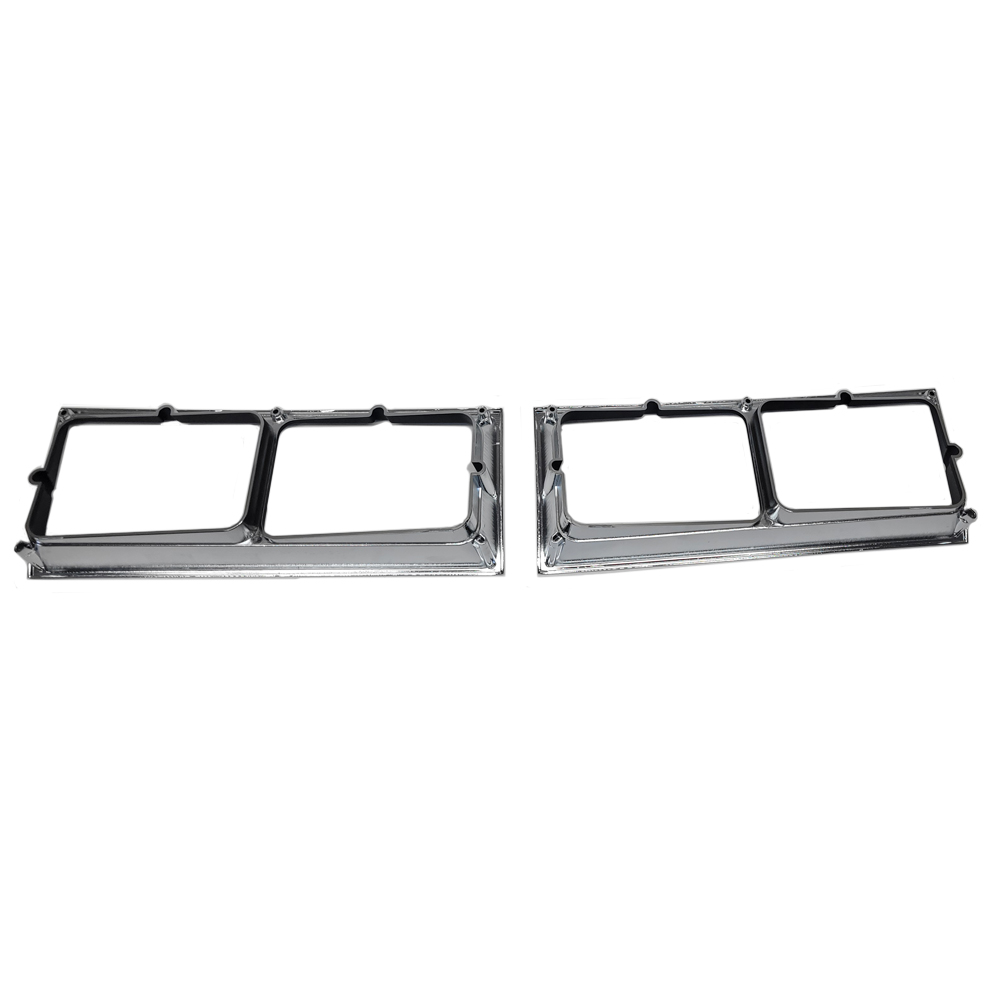 1986 Oldsmobile Cutlass/442/F85 HEADLAMP BEZELS (BLACK WITH CHROME EDGE - FIT 84 HURST OLDS & 85-86 442) - PAIR | GH12792T