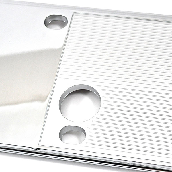 1968 Buick Skylark/GS/Regal/GN CHROME ARM REST BACKING PLATE (PAIR) - MOUNT BEHIND THE ARM REST BASE. IN 1968 THEY EXTENDED SEVERAL INCHES IN FRONT OF THE BASE AND HAVE GROOVED ALUMINUM INSERTS. APPROXIMATELY 16
