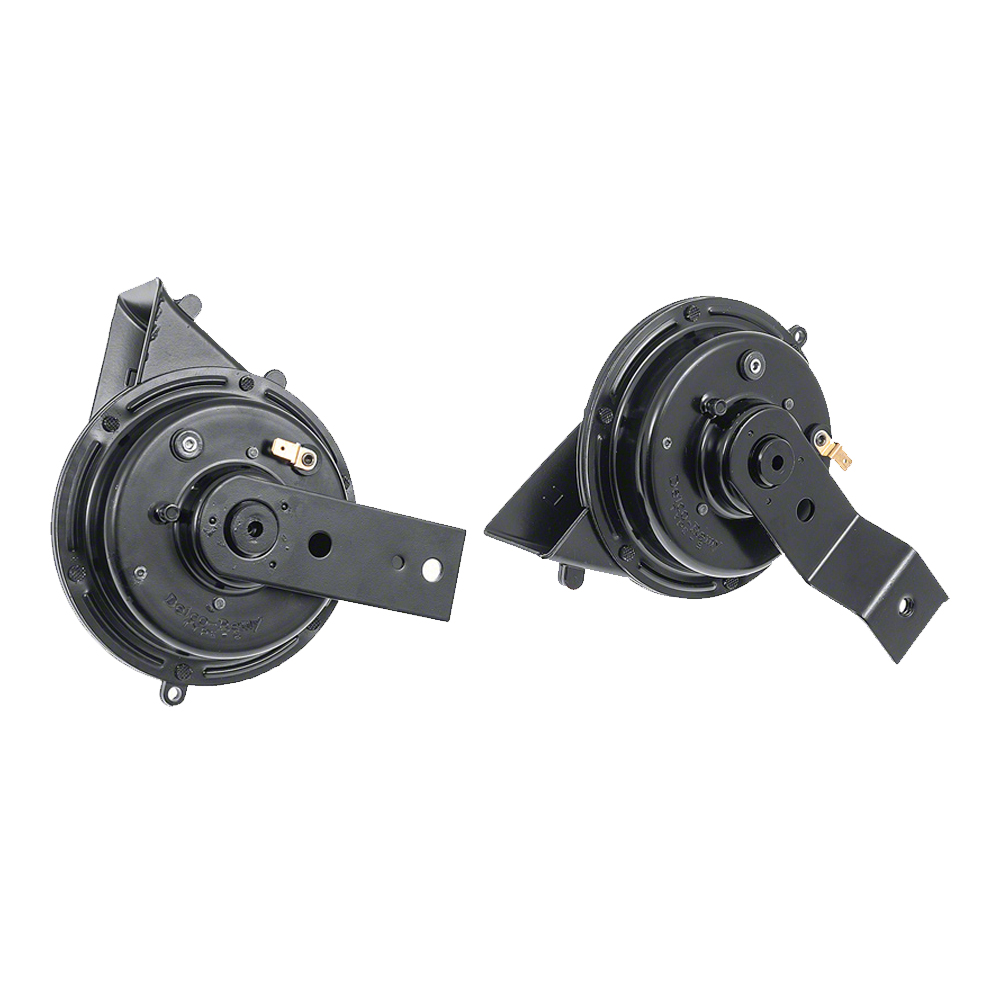 1962 Chevrolet Impala/Caprice/Bel Air HIGH NOTE & LOW NOTE FACTORY STYLE HORN SET WITH WELDED ON BRACKETS (STAMPED DELCO REMY - MADE IN USA) | EL12883P