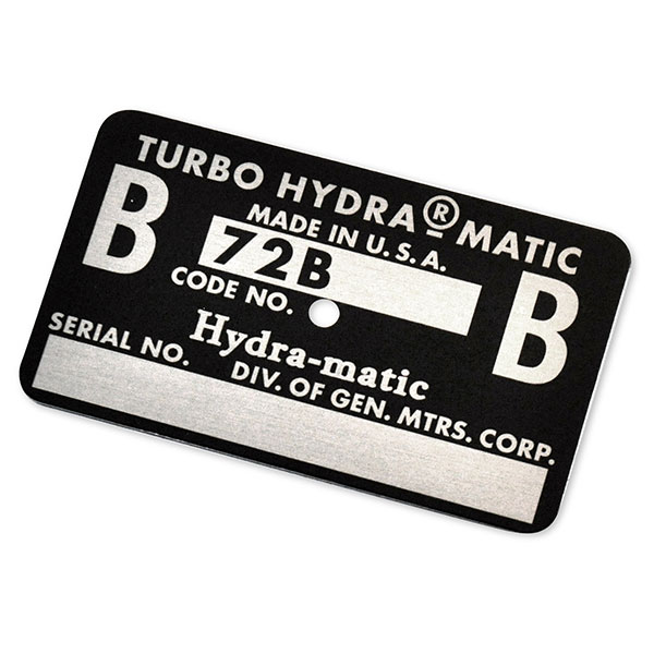 1972 Buick Skylark/GS/Regal/GN 455 STAGE 1 AUTOMATIC TRANSMISSION TAG - BB BLACK | AT15397S