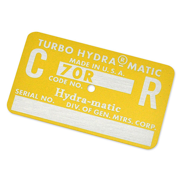 1970 Chevrolet Chevelle/Malibu AUTOMATIC TRANSMISSION TAG - CR YELLOW (454 & LS6) | AT15402V