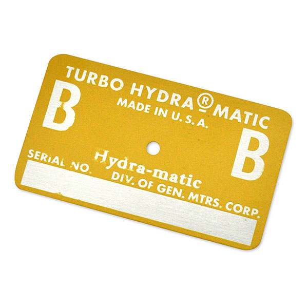 1971 Buick Skylark/GS/Regal/GN SKYLARK / GS 455 STAGE 1 AUTOMATIC TRANSMISSION TAG - BB YELLOW | AT15399S